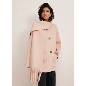 Mint Velvet Pink Fringed Scarf Coat